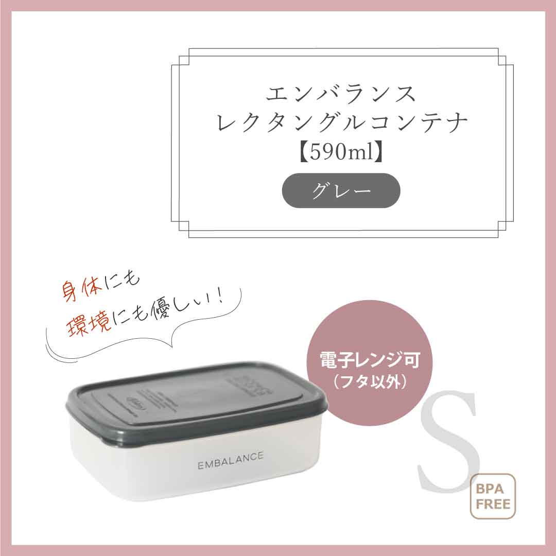 エンバランス レクタングルコンテナS (590ml) グレー